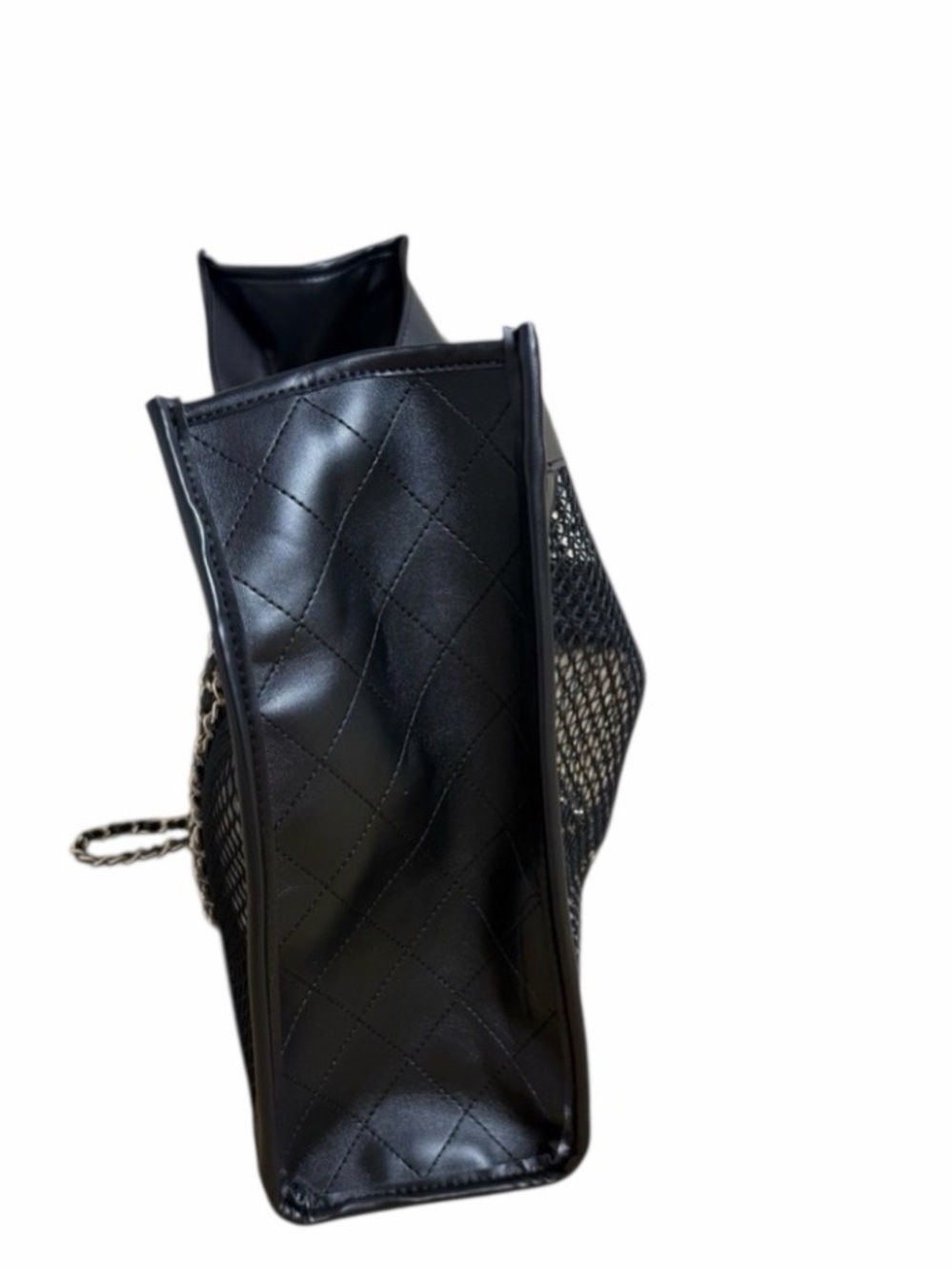 Black Mesh Chain Tote + Mini Pouch | VIP Gift | Faux Leather - Picture 4 of 7